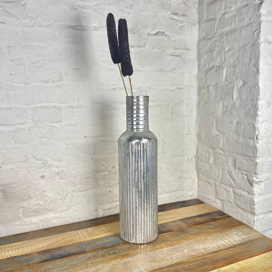 Vase silbern Metall Blumevase 53cm Deko metallic