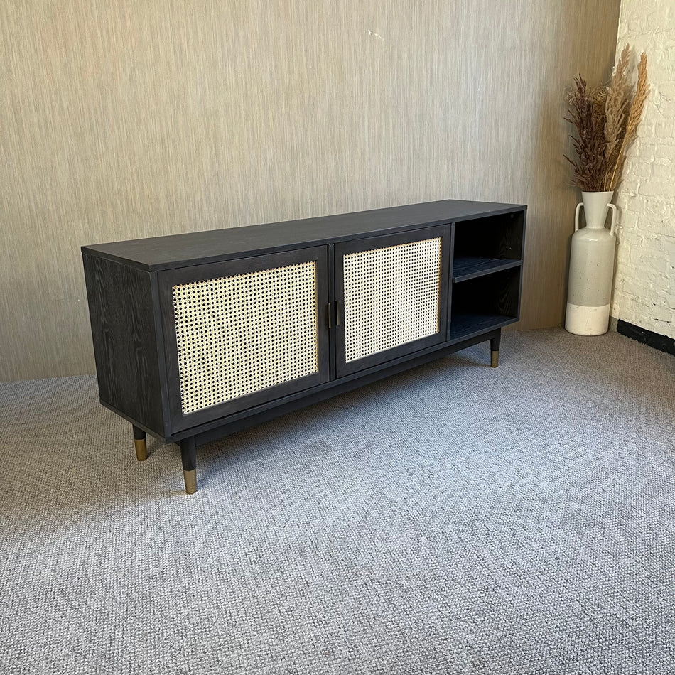 Kommode braun dunkel Rattan Holz 170cm lang