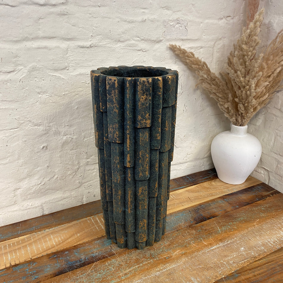 PTMD Kess Blumentopf grün golden Keramik Übertopf Deko