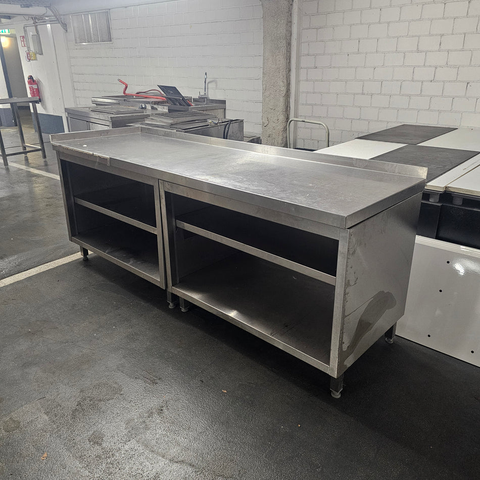 Arbeitstisch Tisch Regal Schrank Edelstahl mit Aufkantung Gastro 220x70