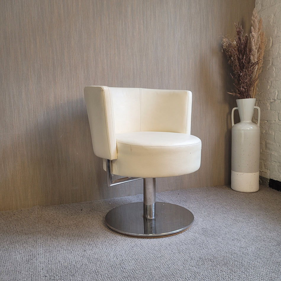 Sessel Loungesessel mit Rahmen Creme Chrom