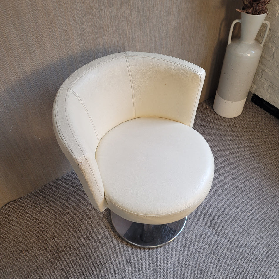 Sessel Loungesessel Creme Chrom