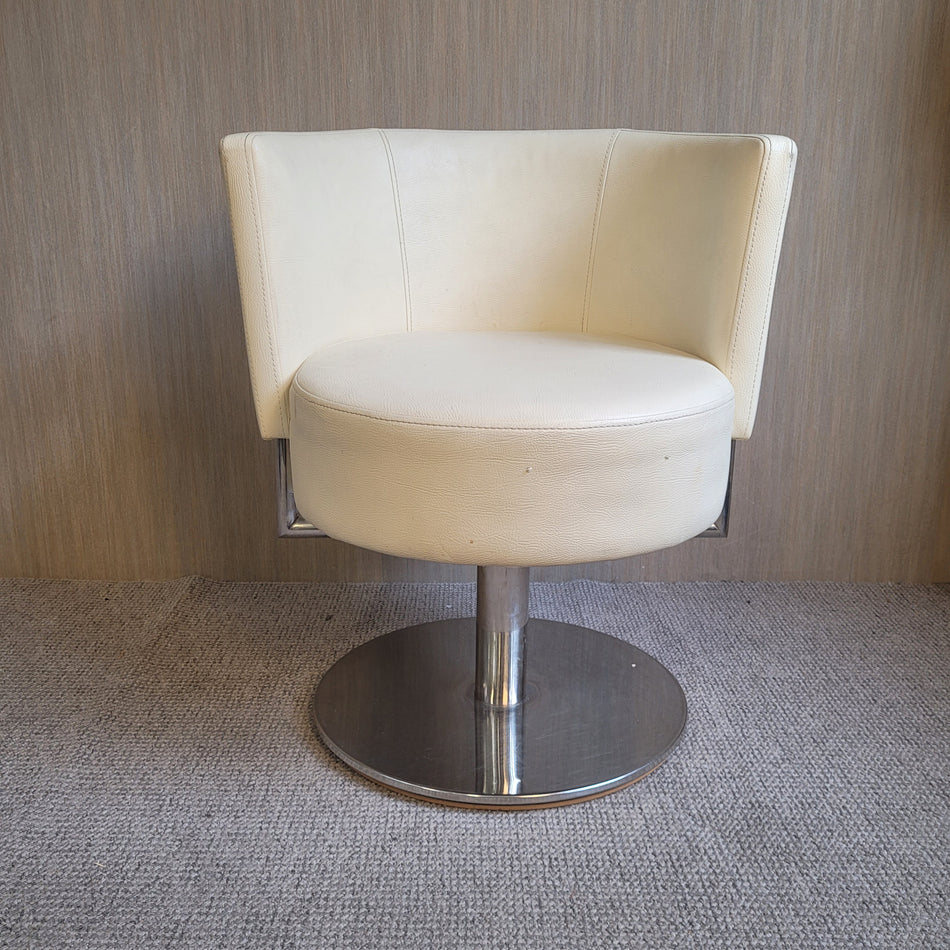 Sessel Loungesessel mit Rahmen Creme Chrom