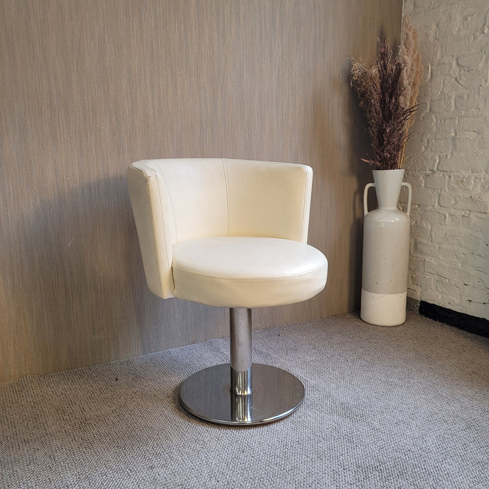 Sessel Loungesessel Creme Chrom