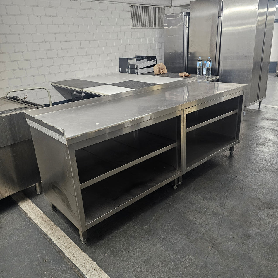 Arbeitstisch Tisch Regal Schrank Edelstahl mit Aufkantung Gastro 220x70