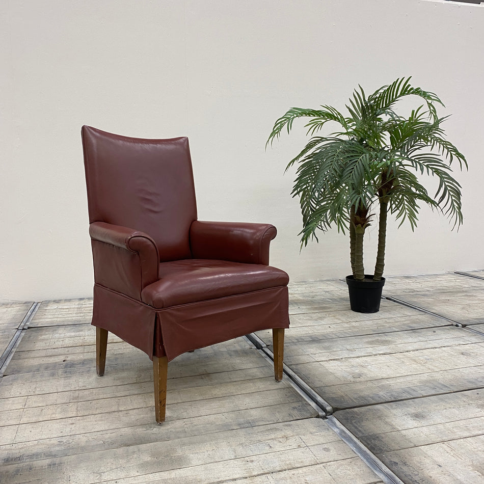 Loungesessel Rotbraun Kunstleder Holz Sessel Gebraucht