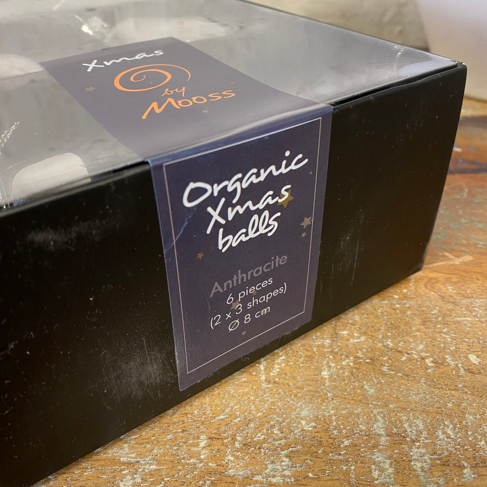 Xmas by Moos Weihnachtskugeln anthrazit Glas 8cm 6 Stück