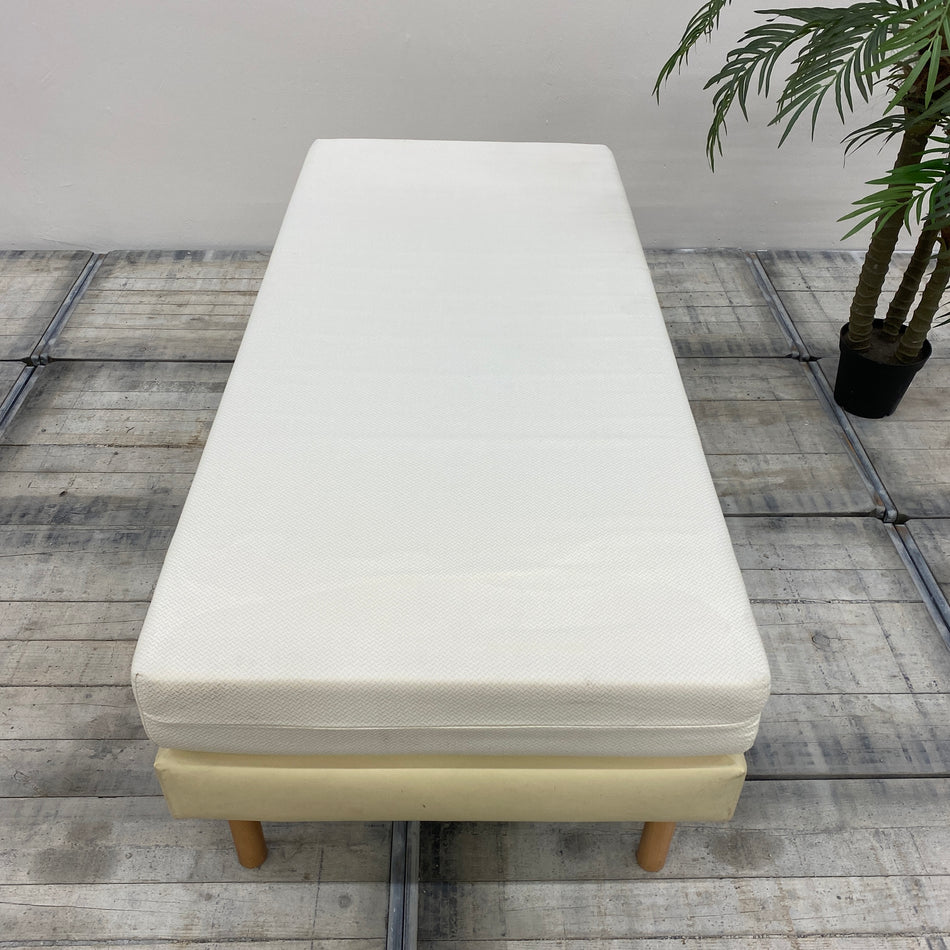 Boxspringbett creme 90x200 Kunstleder Inkl. Matratze Bett Gebraucht