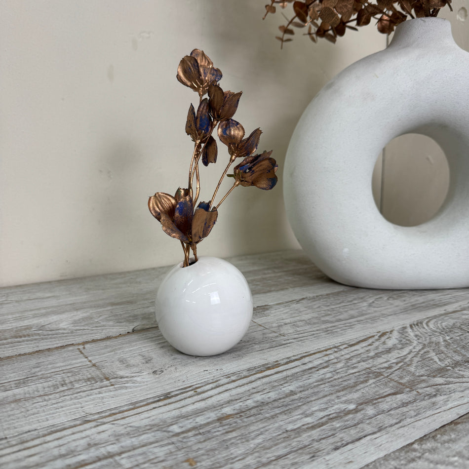Kugelvase Minivase Dekovase Keramik Weiß Glänzend Tischdeko Deko Gebraucht