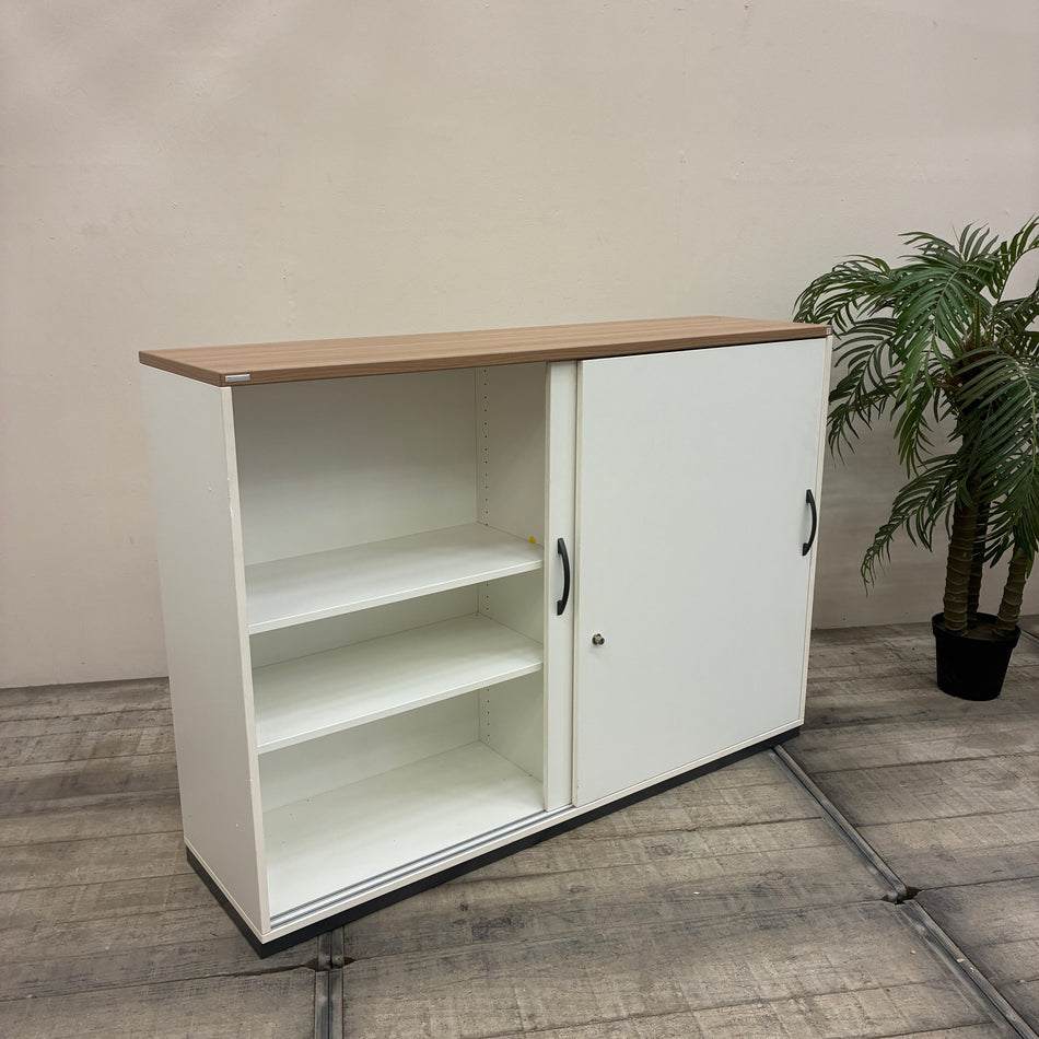 Palmberg Schiebetürenschrank 160x115 Weiß Holzabdeckung Sideboard Gebraucht