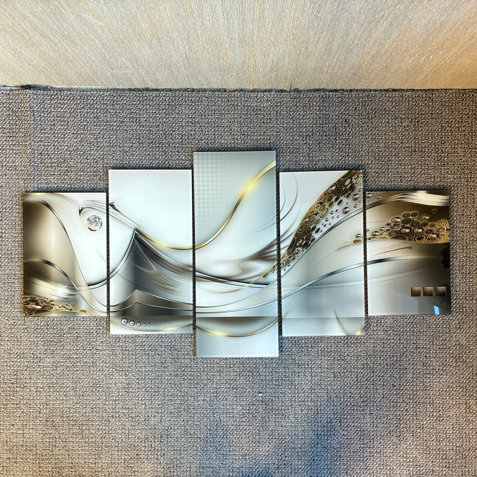 Wandbild 5-teilig beige weiß Kunststoff 100x50cm Bild