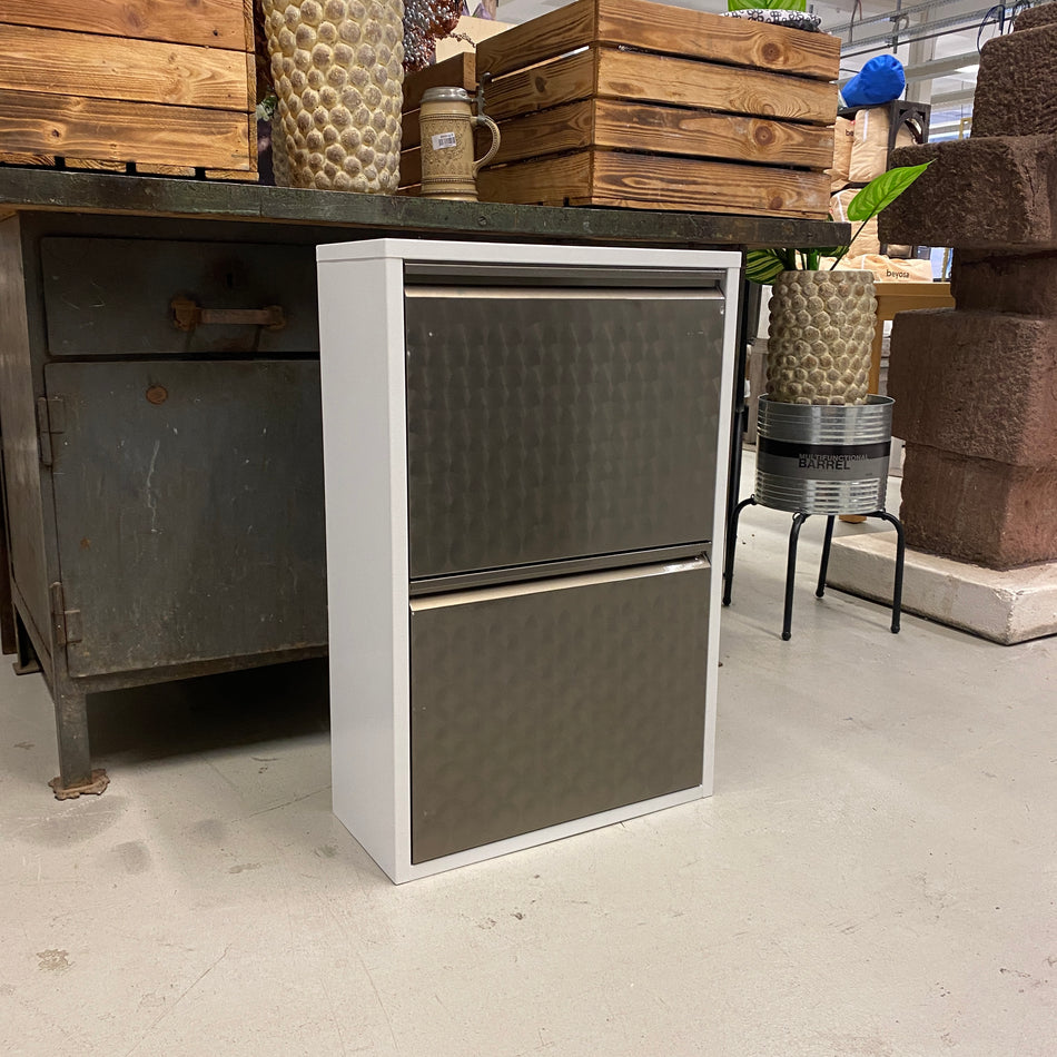 Schuhschrank weiß Metall 2 Fächer