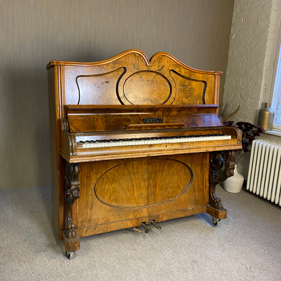 Antikes Upright Klavier im Barockstil mit Holzschnitzereien – dekoratives Vintage - gebraucht