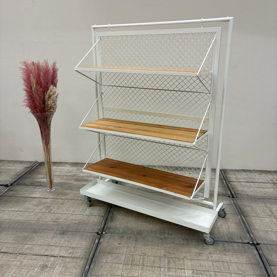 Verkaufsregal Verkaufsständer Display Rollregal Weiß Holz Regal Gebraucht
