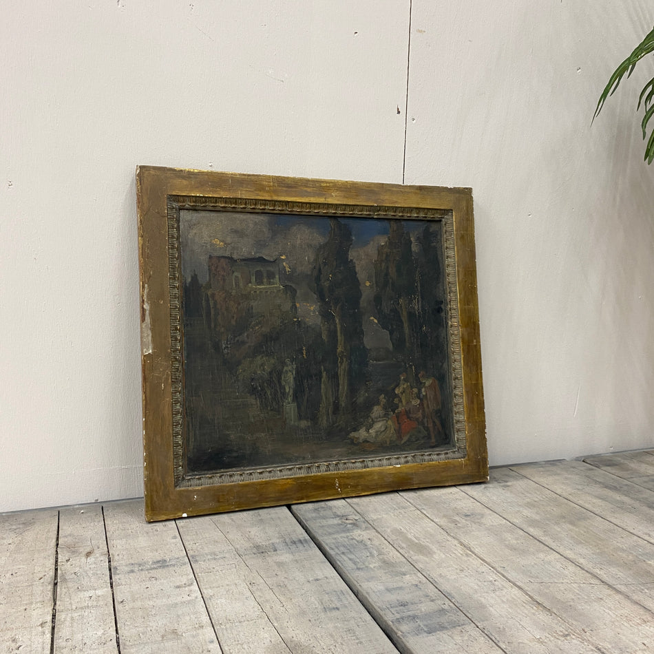 Antik Gemälde gold Holz Rahmen Bild Vintage Wandbild