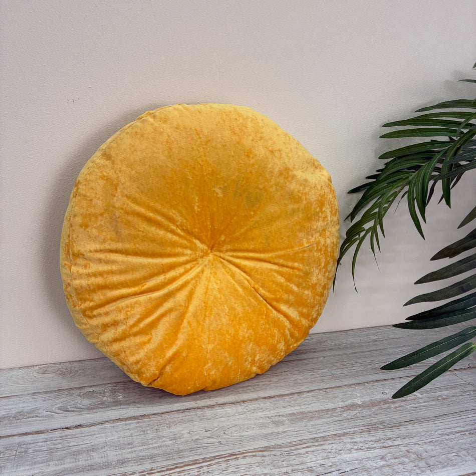 Unique Living Kissen Samt Rund Gelb 50x50 Neu Dekokissen