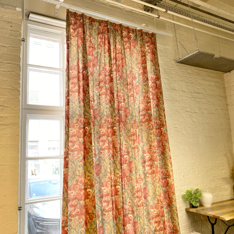 Gardine Vorhang 330x160 rot floral Blumenmuster gebraucht
