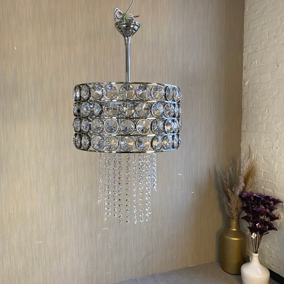 Chrom Pendelleuchte mit Kristallbehang 7 flammig – Lampe Bursa