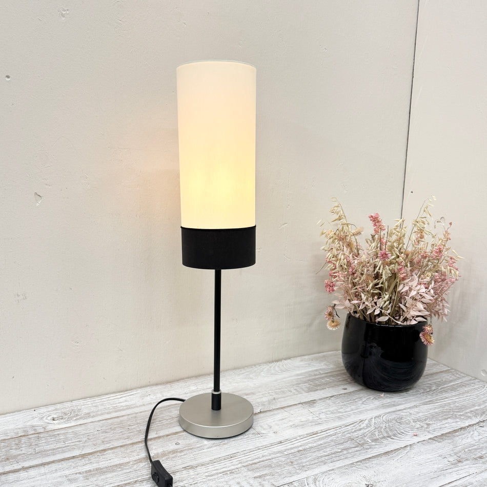 Tischlampe Beige Braungrau Schwarz Stoffschirm Lampe Gebraucht