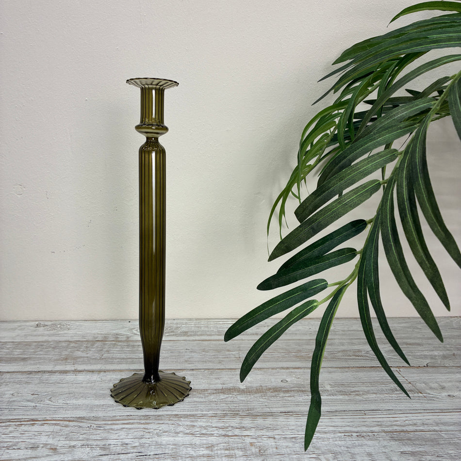 Kerzenständer Dunkelgrün Glas Ständer Deko Kerzenhalter 35cm