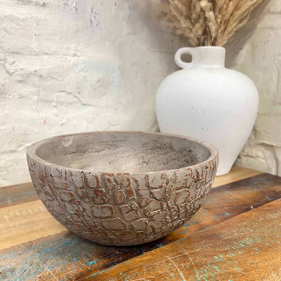 Arica Blumentopf braun Zement 20cm