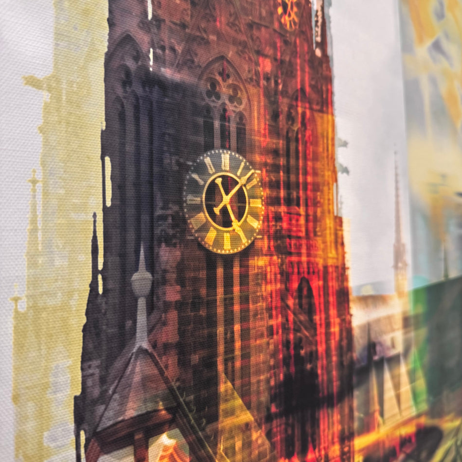 Wandbild 90x90 - Frankfurter Dom  - Fotodruck auf Leinwand Gebraucht