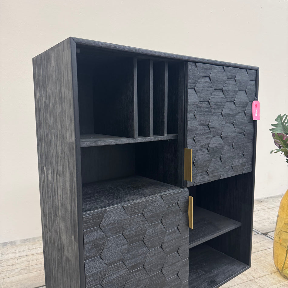 Why Not Highboard Eiche Massiv Schwarz Gold Schrank Regal