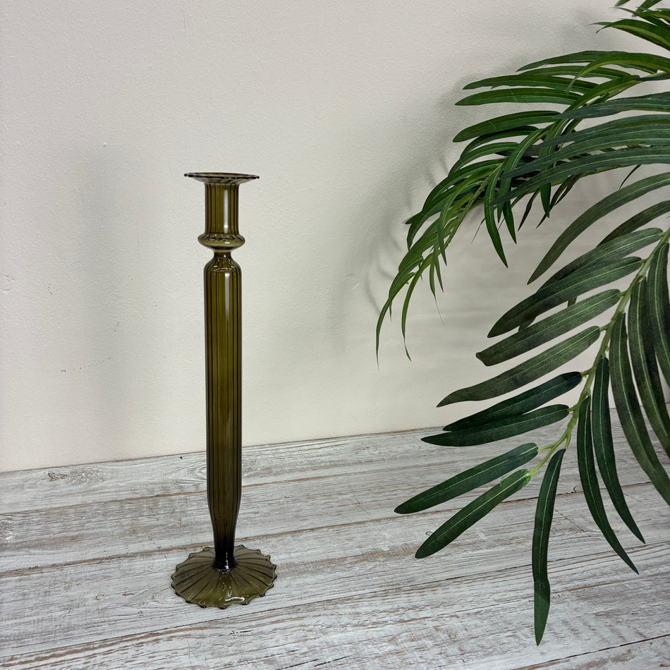 Kerzenständer Dunkelgrün Glas Ständer Deko Kerzenhalter 35cm