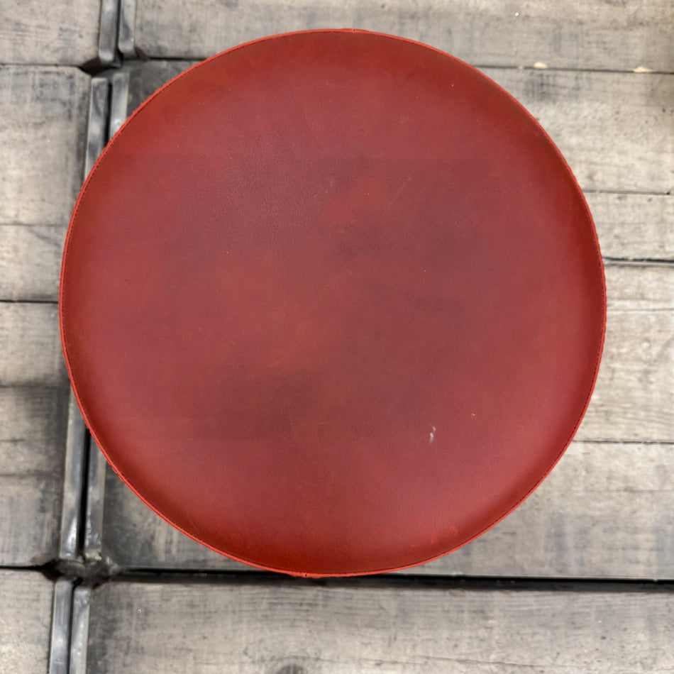 Leder Pouf Hocker Zylinder Rot Gebraucht