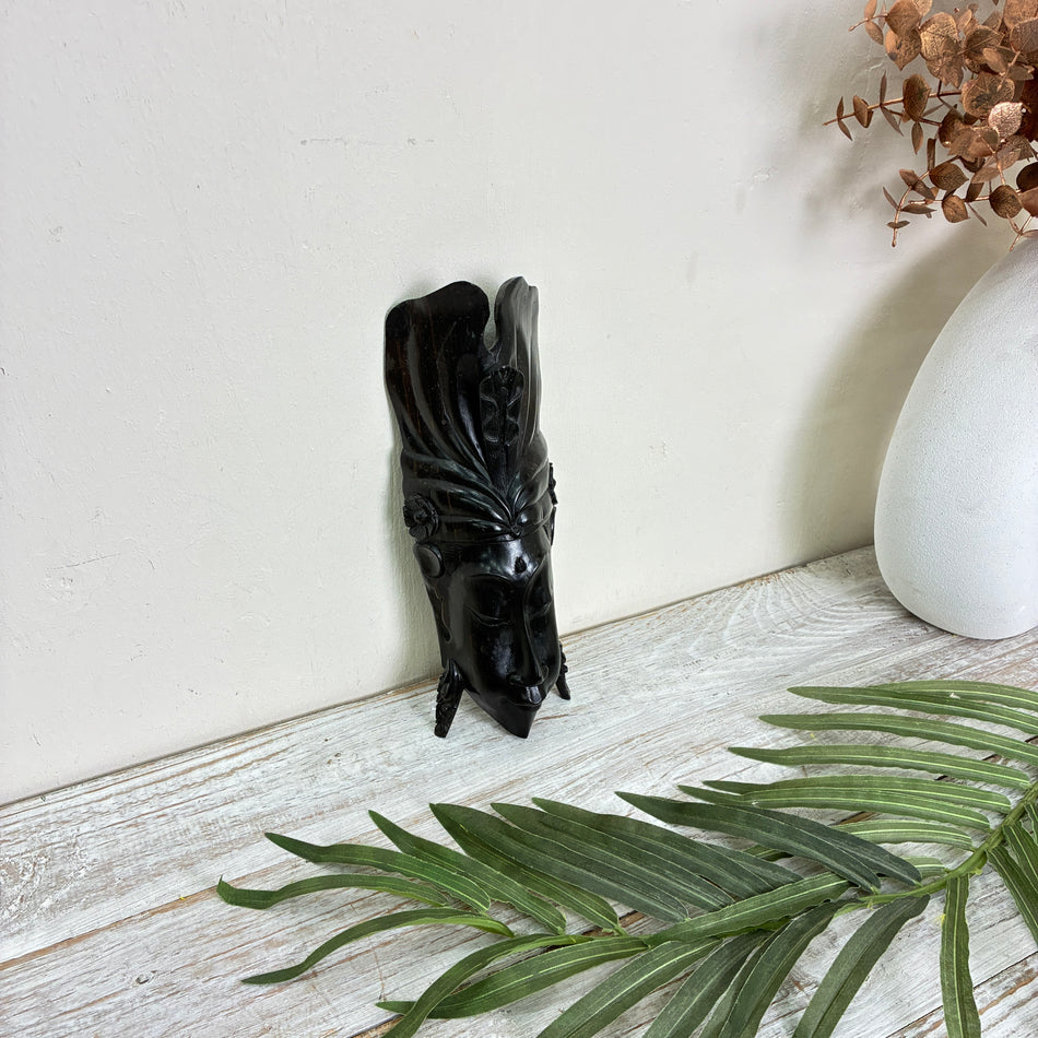 Afrikanische Maske Wandmaske Ebenholz Handgeschnitzt Deko Gebraucht