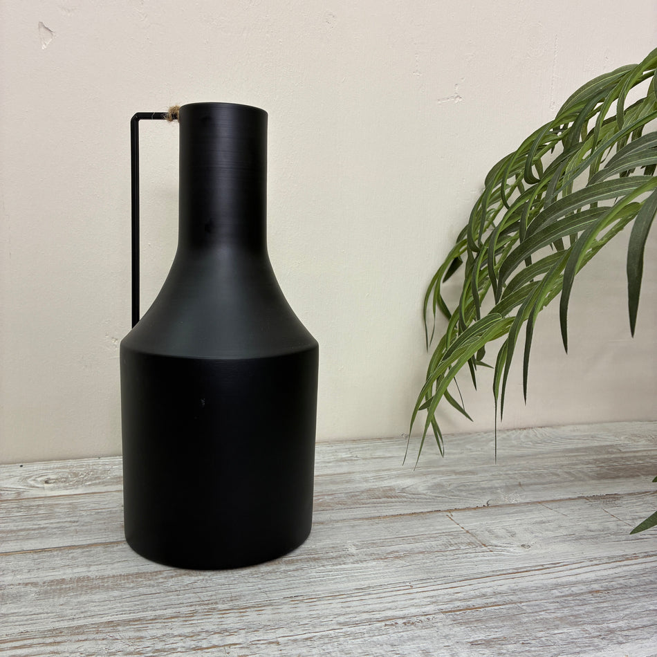 Schwarze Metallvase Henkelvase Design Vase Deko