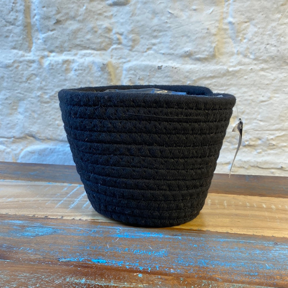Korb schwarz Baumwolle beschichtet 18cm Blumentopf