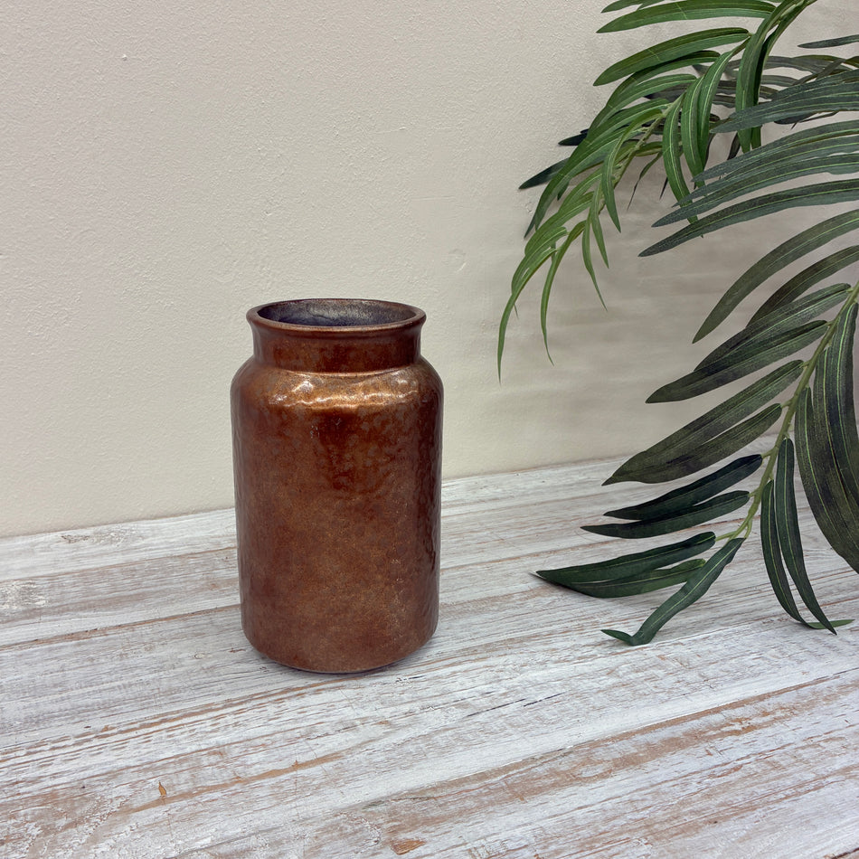 Vase Kupfer Bronzefarben Keramik Dekoration Milchkanne 21cm