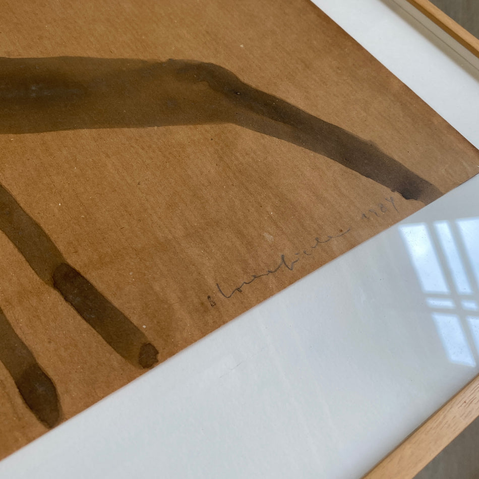 Aquarell Tusche Kunst Person auf Hocker Wandbild Deko