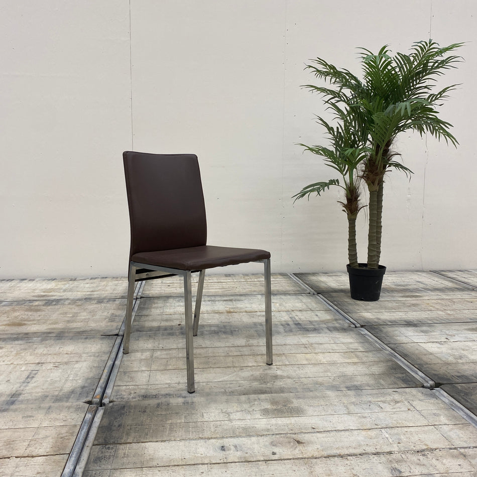 Esszimmerstuhl Braun Kunstleder Metall Stuhl gebraucht