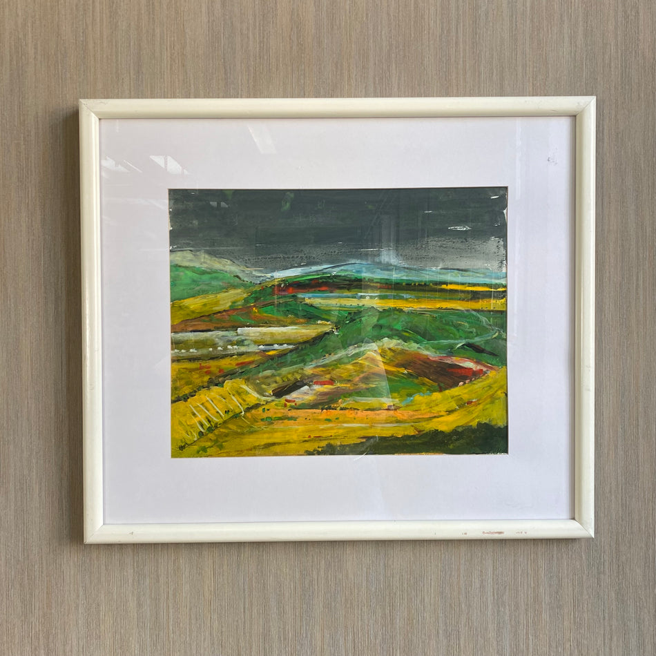 Bild mit Rahmen gebraucht Landschaftsmalerei Holz Glas 74 x 62