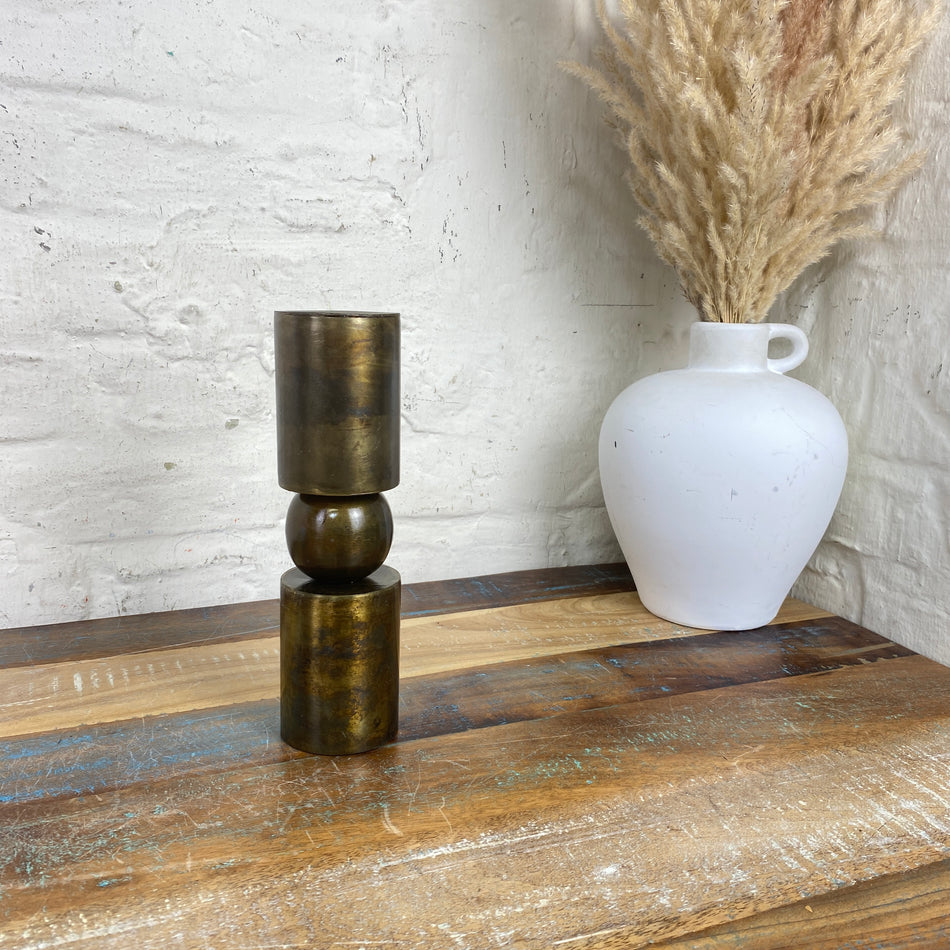 Kerzenhalter golden messing Metall 23cm Deko Kerzenständer