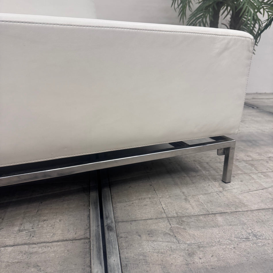 Exklusives Designer Lounge Sofa Weiß Leder Keilform Couch Gebraucht