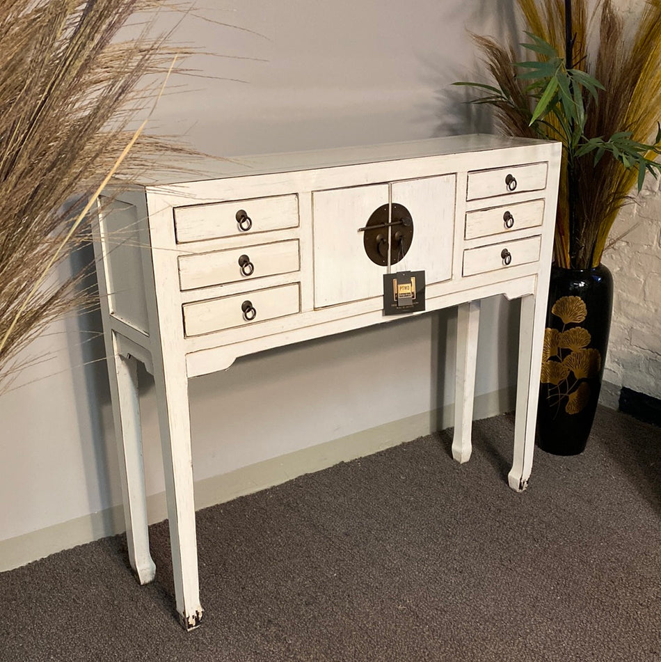 PTMD Adeline Kommode Holz weiß lackiert 78x100x25 asiatisch