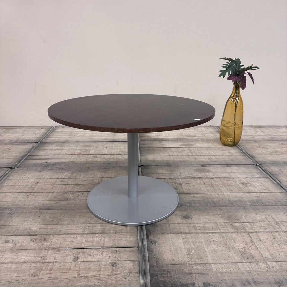 Runder OKA Bürotisch Dunkelbraun Holz Büro Tisch 110cm gebraucht