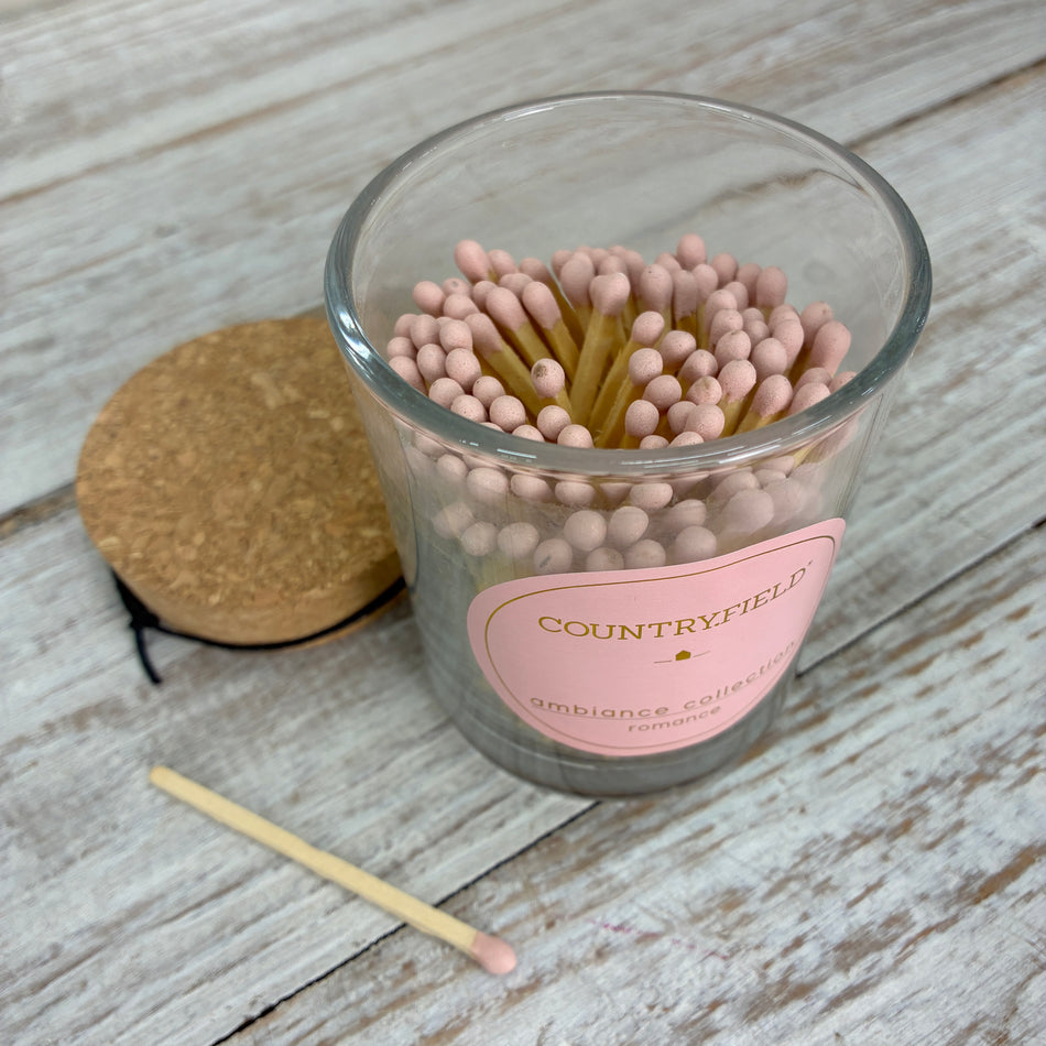 Countryfield Glas mit rosa Streichhölzern Kork Urban Deko