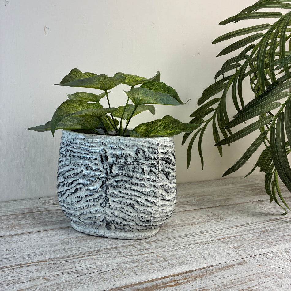 PTMD Gida Blumentopf Übertopf Keramik Weiss Schwarz