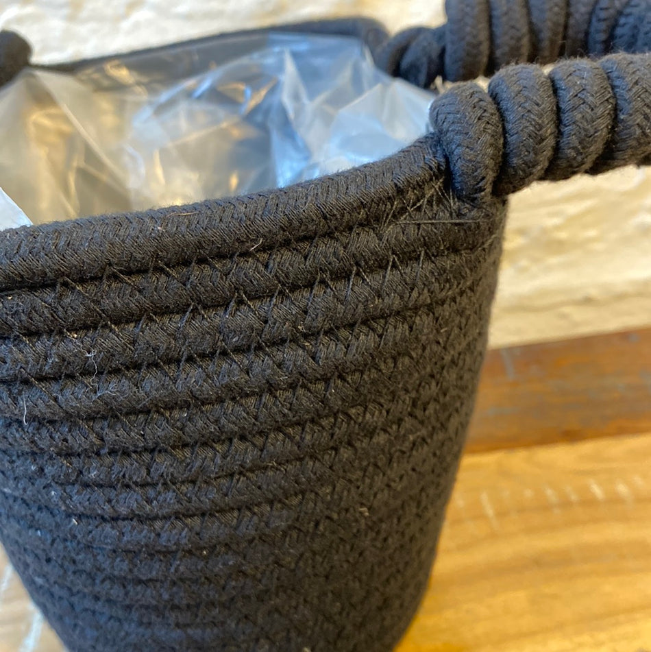 Korb Übertopf schwarz Baumwolle mit Henkel 20cm