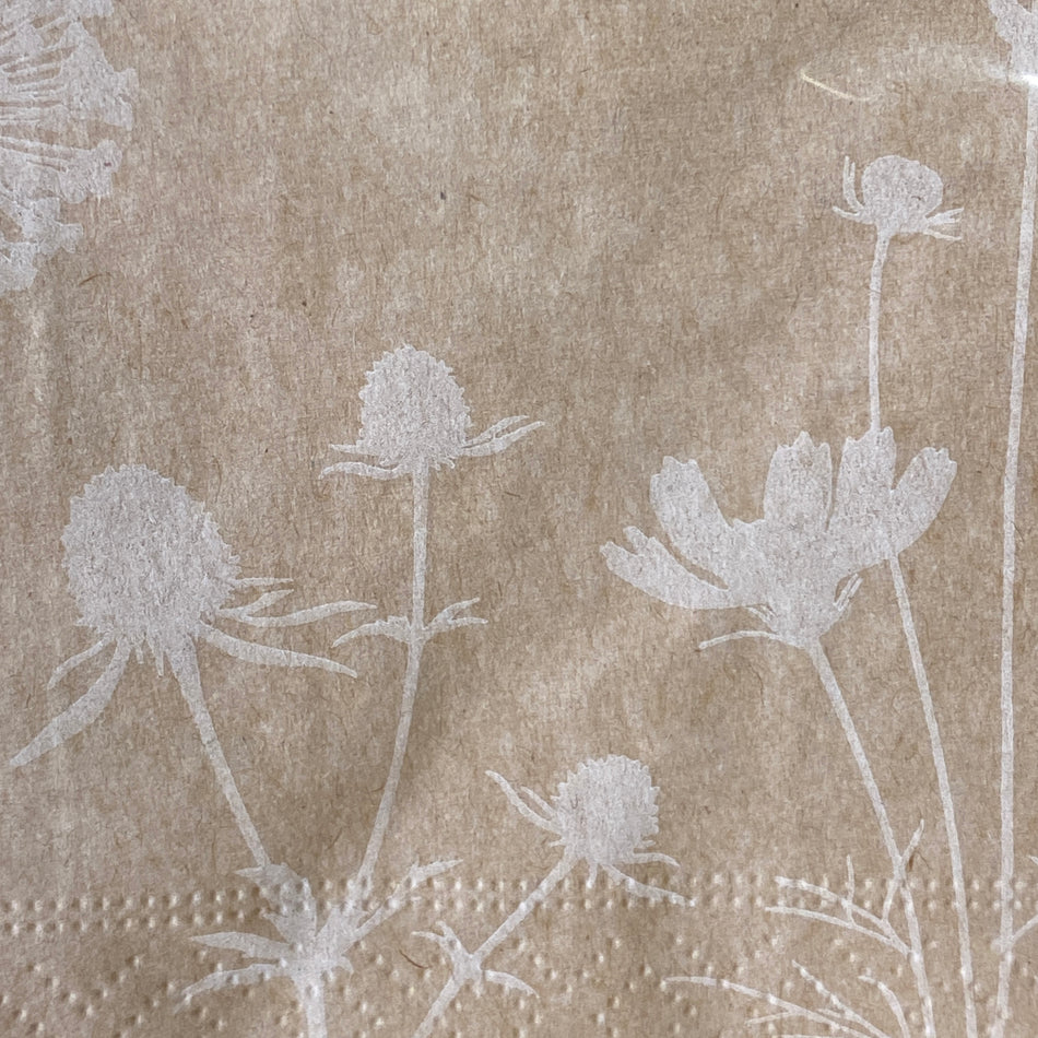 (R) Migros-Servietten beige mit Blumen 20 Stück 25 x 25cm
