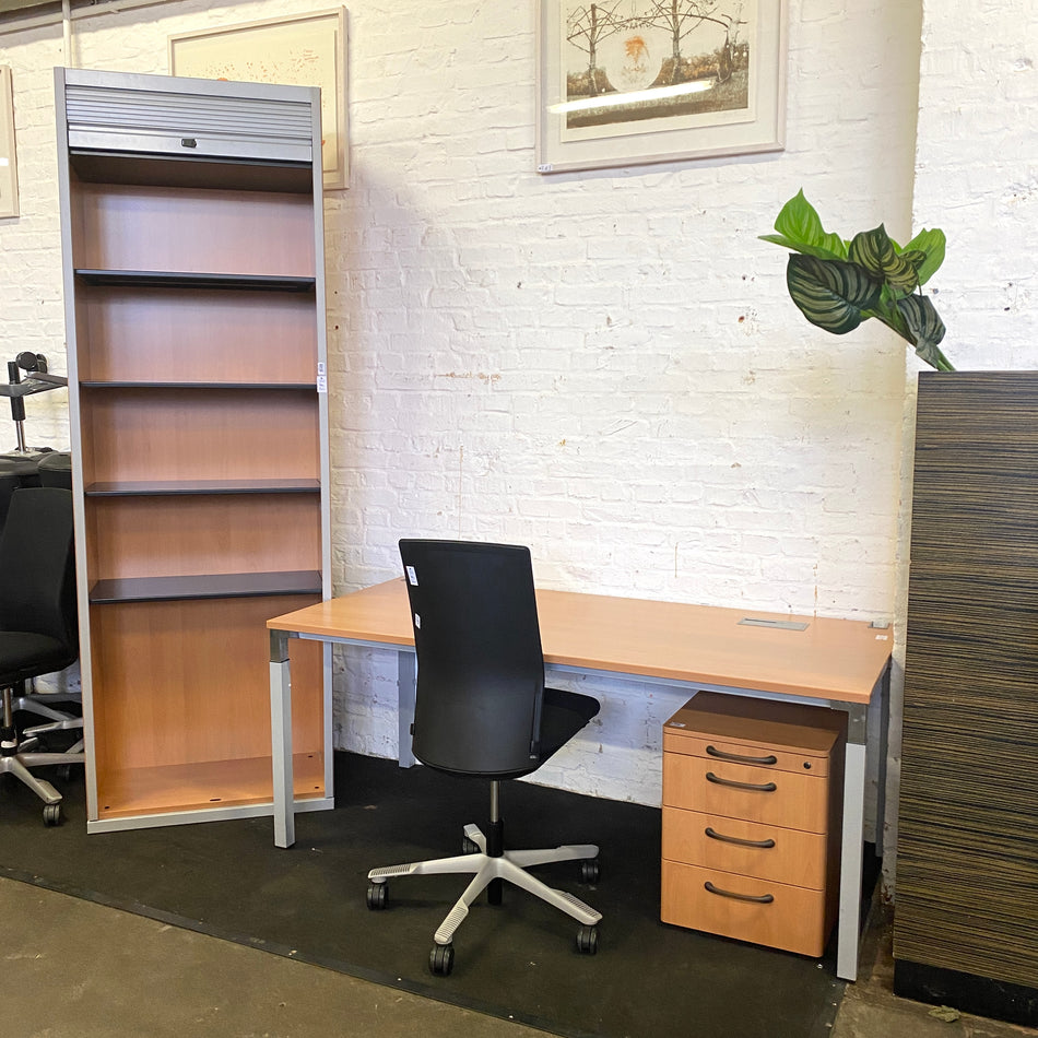 Arbeitsplatz Büromöbel Set - Schreibtisch Drehstuhl Aktenschrank Rollcontainer