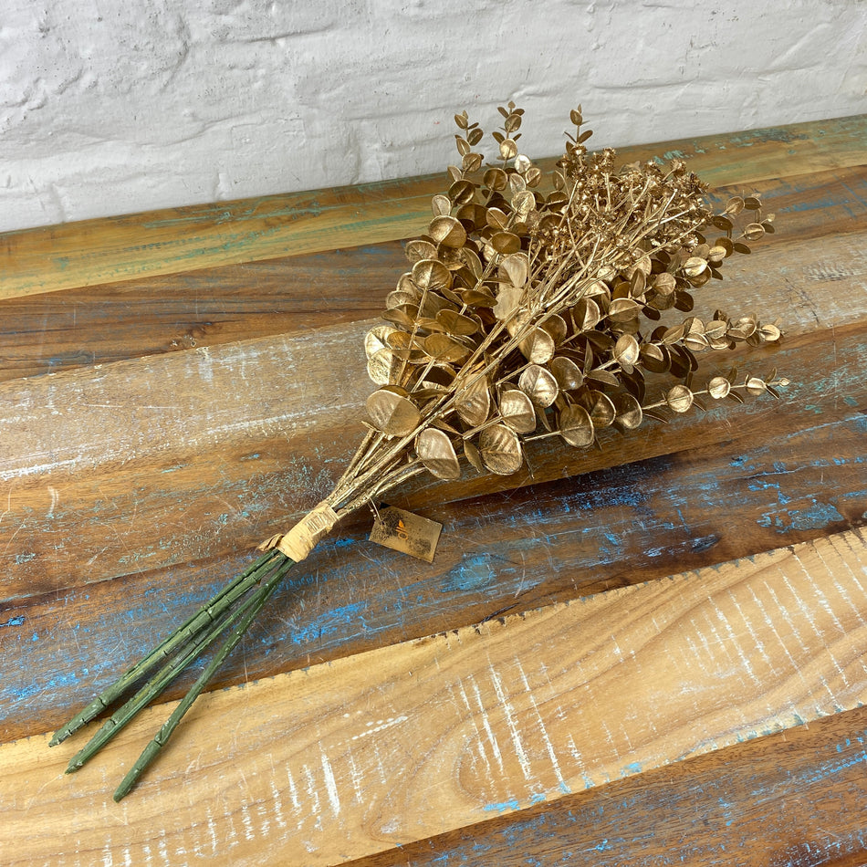 Künstlicher Zweig Silk Dry Bündel Eukalyptus golden