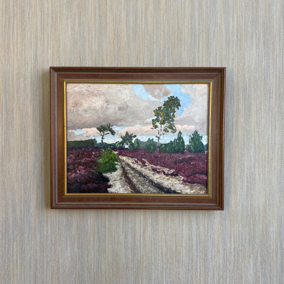 Ölgemälde vintage Heidelandschaft Kunst 50x50 Wandbild