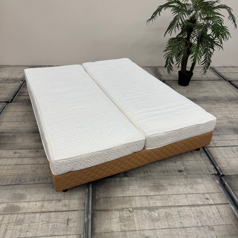 Boxspringbett 160x200 Braun Kunstleder Bett Hotelbett gebraucht