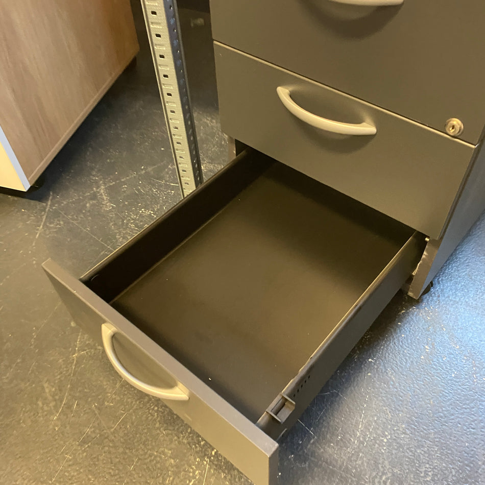 Rollcontainer schwarz Holz 3 Schubladen Büro