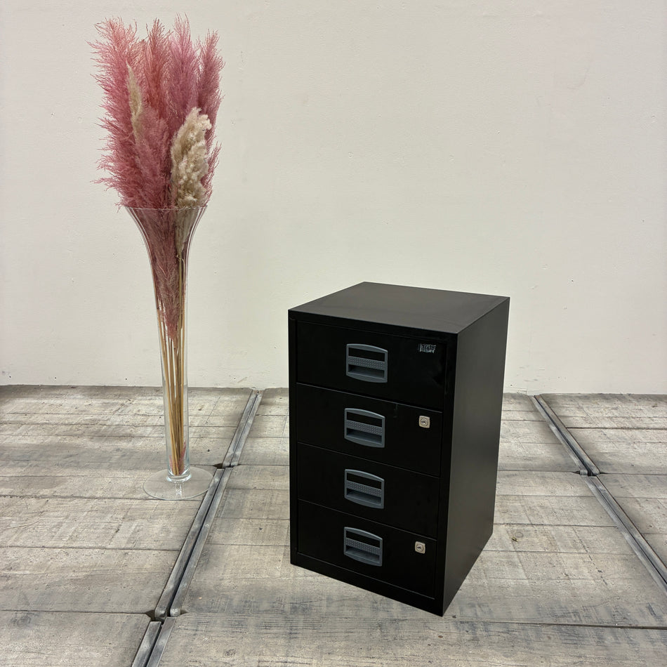 Schubladenschrank Bürocontainer Büroschrank Metall 4 Schubladen Schwarz Schrank Gebraucht
